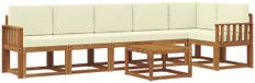 vidaXL - Hoek loungeset - 6 zitplekken - Natuurlijk en crème - Acacia hout