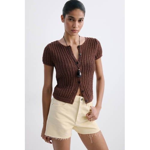 Mango lichtgeel regular fit denim short