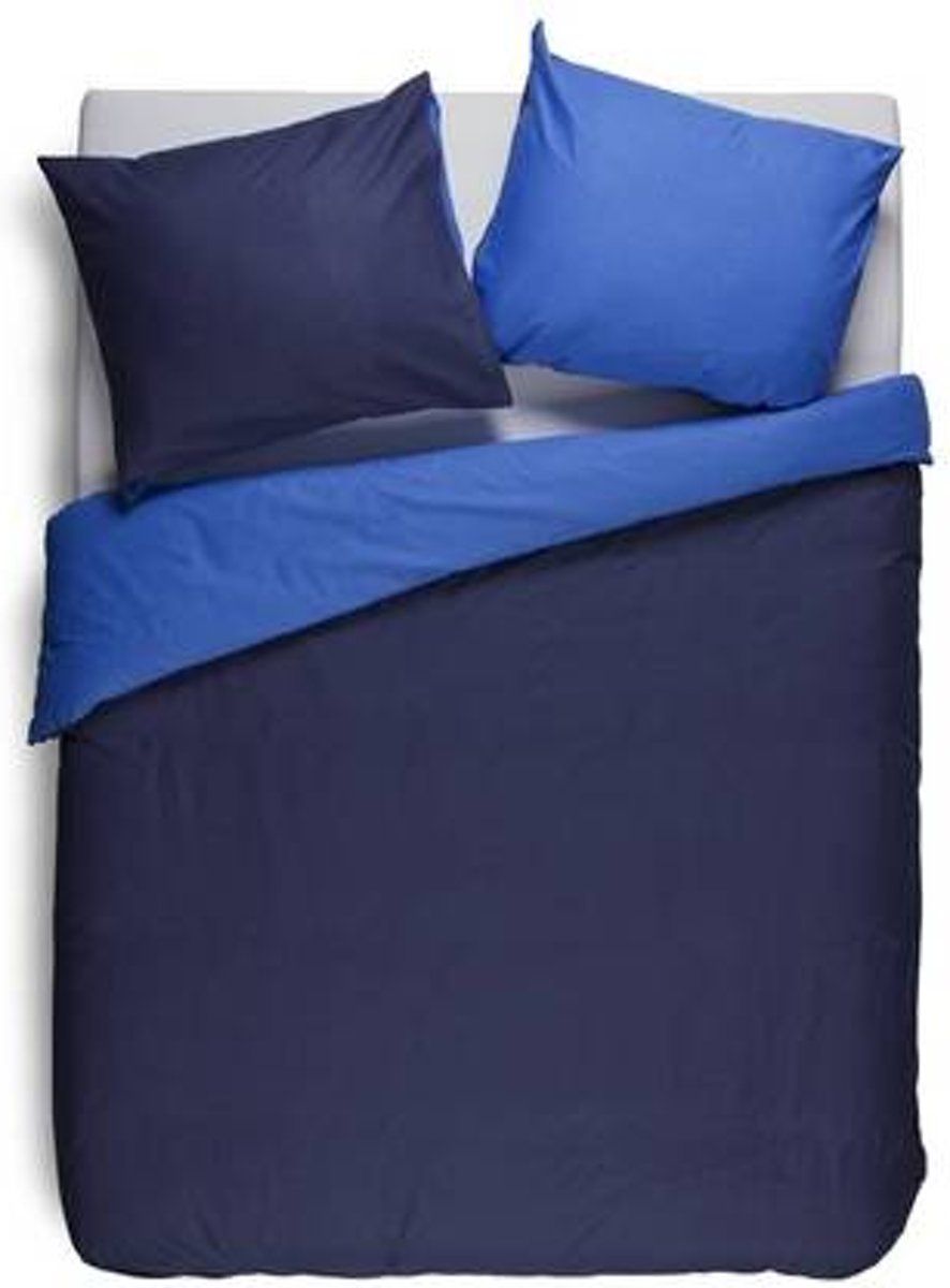 Snoozing Two Tone - Dekbedovertrek - Lits-jumeaux - 240x200/220 cm + 2 kussenslopen 60x70 cm - Navy/Meermin