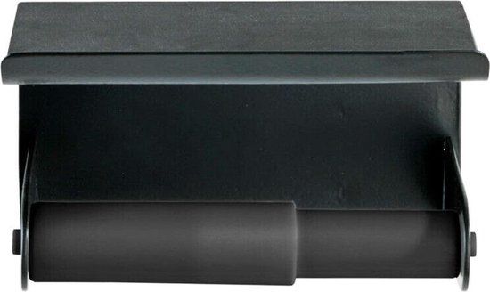 Wenko Toiletrolhouder met plankje Classic Plus Black mat zwart