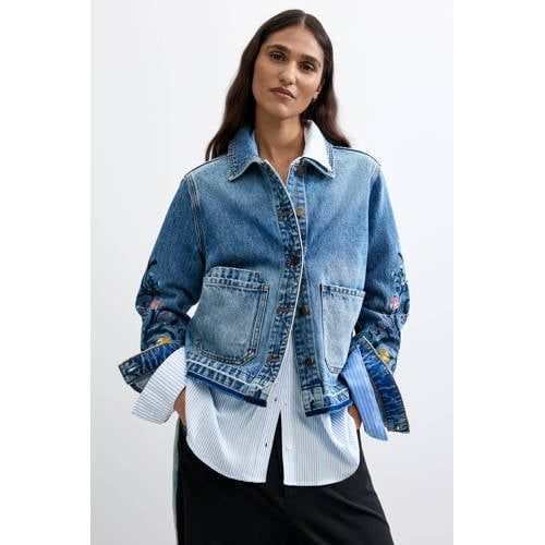 Desigual spijkerjas met borduursels - mediumblauw