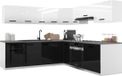 B BELINI GROUP BELINI Keukenblok ITALIA 7 - Keukenmeubel Set 420 cm Wit-Zwart met Werkbladen - Boven- en Onderkasten