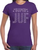 Bellatio Decorations Shoppartners Bv Glitter Super Juf T-shirt Paars met Steentjes/Rhinestones voor Dames - Lerares Cadeau Shirts - Glitter Kleding/Foute Party Outfit XL