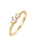 Elli - Ring - Dames Verlovingsring Hart met Zirkonia Kristallen in 925 Sterling Zilver - Goud