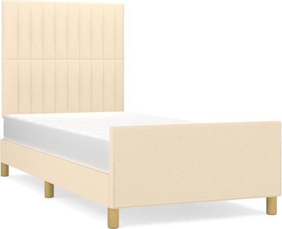 vidaXL Bedframe - zonder matras - 80x200 cm - stof - crèmekleurig