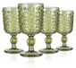 Ensemble vintage de 4 verres à vin verts en verre