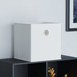 Vida Designs Durham Opbergmand, inklapbaar, kubusvorm, met metalen handgreep, wit