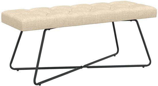 vidaXL Bank met knopen tufting Crèmekleurig 110 x 40 x 46 cm Stof