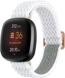 Strap-it Smartwatch bandje - Elastisch nylon bandje geschikt voor Fitbit Versa 3 / Versa 4 / Fitbit Sense / Sense 2 - wit