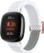 Strap-it Smartwatch bandje - Elastisch nylon bandje geschikt voor Fitbit Versa 3 / Versa 4 / Fitbit Sense / Sense 2 - wit
