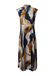 COMMA Jurk turquoise / donkerblauw / goud / lichtgrijs