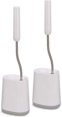 Joseph Joseph Flex Lite Toiletborstel Set met 2 Stuks, Wit/Grijs
