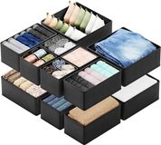 SpaceAid Lade Organizer - 12 Stuks - Zwarte Opbergbakken - Nursery/Kledingkamer - Sokken/Ondergoed