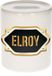 Bellatio Decorations Shoppartners Bv Spaarpot met voornaam Elroy - wit - met goud/zwart embleem - 8 x 9 cm - keramiek - met afsluitdop - cadeau verjaardag
