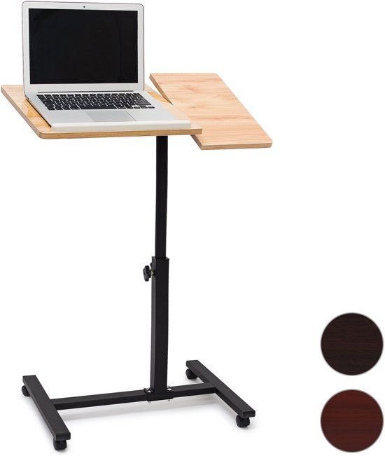 Relaxdays Laptoptafel Hoogte Verstelbaar Met Wieltjes Laptop Standaard Metaal Rood