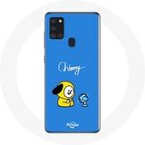 Maniacase Etui voor Samsung Galaxy A21S Bangtan BTS BT21 Chimmy Jimin blauwe achtergrond
