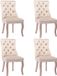 Corenia Eetkamerstoel – Fluwelen Stoel – Beige – Set van 4