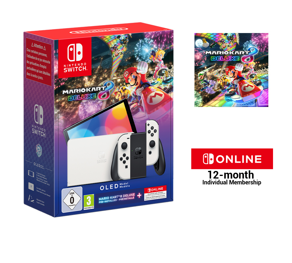 Nintendo Switch OLED - Wit + Mario Kart 8 Deluxe + 12 maanden Nintendo Switch Online - 2024 Model