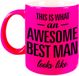 Bellatio Decorations Shoppartners Bv This is what an awesome best man looks like tekst cadeau mok / beker - neon roze - 330 ml - Bruiloft getuige kado