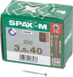 Spax-M MDF Schroeven Torx 15 Platkop 3,5 x 40mm Deeldraad WIROX (200 stuks)