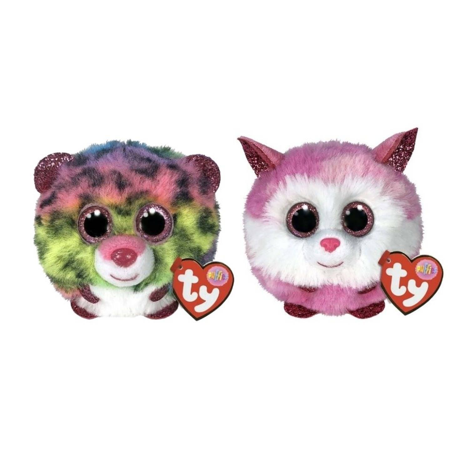 TY - Knuffel - Teeny Puffies - Dotty Leopard & Princess Husky