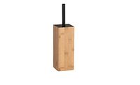 WENKO WC-garnituur Padua, gesloten toiletborstelhouder van duurzame bamboe, inclusief toiletborstel met loft-karakter, borstelkop Ø 6,5 cm vervangbaar, 10 x 38 x 10 cm, natuur/zwart