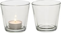 Merkloos Theelichthouder - 2 stuks - 7,5 cm - Transparant - Glas