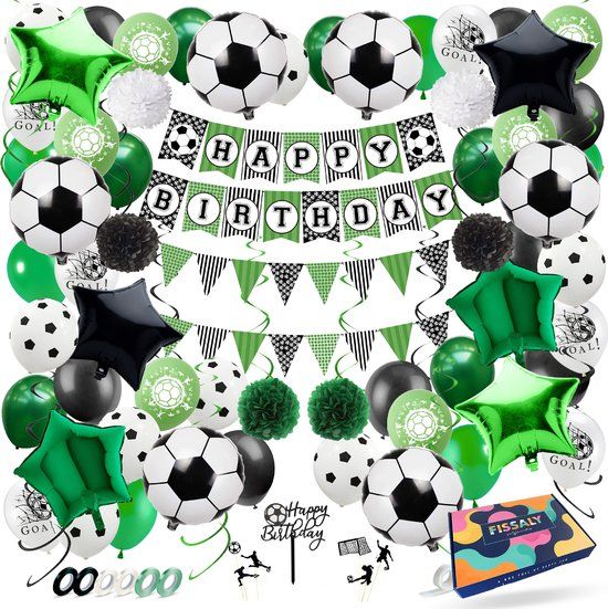 Fissaly Voetbal Feestpakket - Kinderfeestje & Verjaardag - Incl. Ballonnen