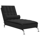 VidaXL Massage chaise longue met bolster stof zwart