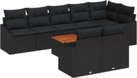 vidaXL Tuinbank Set 9-delig Zwart Polyrattan