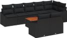 vidaXL Ensemble de banc de jardin 9 pièces noir polyrattan