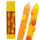 2 Talking Tables 2 x Handgeschilderde 3D Citrus Citroen en Oranje Colurful Dinner Kaarsen