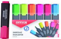 Markeerstiften, OFFICER PRODUCTS Fluorescerende markeerstiften, lijndikte: 1-5 mm, kleur: geel, orn, roze, groen, rood, blauw/markeerstift, niet-giftige inkt, afgeschuinde punt, 6 stuks