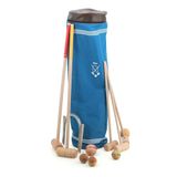 Vilac - Croquet van massief hout – 2 hamers voor volwassenen, 3 kinderen, 5 houten ballen, metalen beugels en transporttas – spel voor adres en strategie in het gezin – cadeau familie vanaf 5 jaar