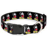 Buckle-Down Plastic Clip Collar - Classic Mickey Mouse Pose Black