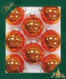 Krebs Kerstballen - 8x st - oranje - 7 cm - glas - orange crunch - glans