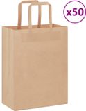 VidaXL Papieren zakken 50 st met hengsels 21x11x28 cm bruin