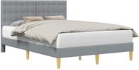 vidaXL Bedframe met hoofdeinde Lichtgrijs 140 x 200 cm Stof