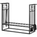 Porte-bûches avec accessoires de cheminée, étagère à bois de chauffage, rangement pour bois de chauffage, outils de cheminée, acier noir 75 x 30 x 60 cm