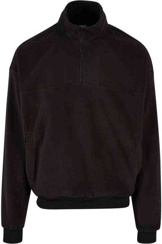 Urban Classics Basic Polar Fleece Troyer Sweater - Zwart - Maat L - Heren