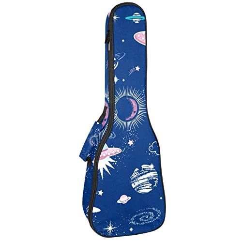 Mersov Tenor Ukulele Gigbag Waterdichte Ukelele Case Gewatteerde Rugzak, Geweldig voor Sopraan Concert (21/23/24") Ruimtevaartuig Blauw Patroon