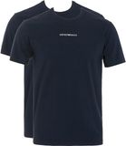 Armani Emporio Armani Heren T-shirt met korte mouwen, ronde hals, regular fit, logo, 95% katoen, 5% elastaan, Armani Bluee, Maat M