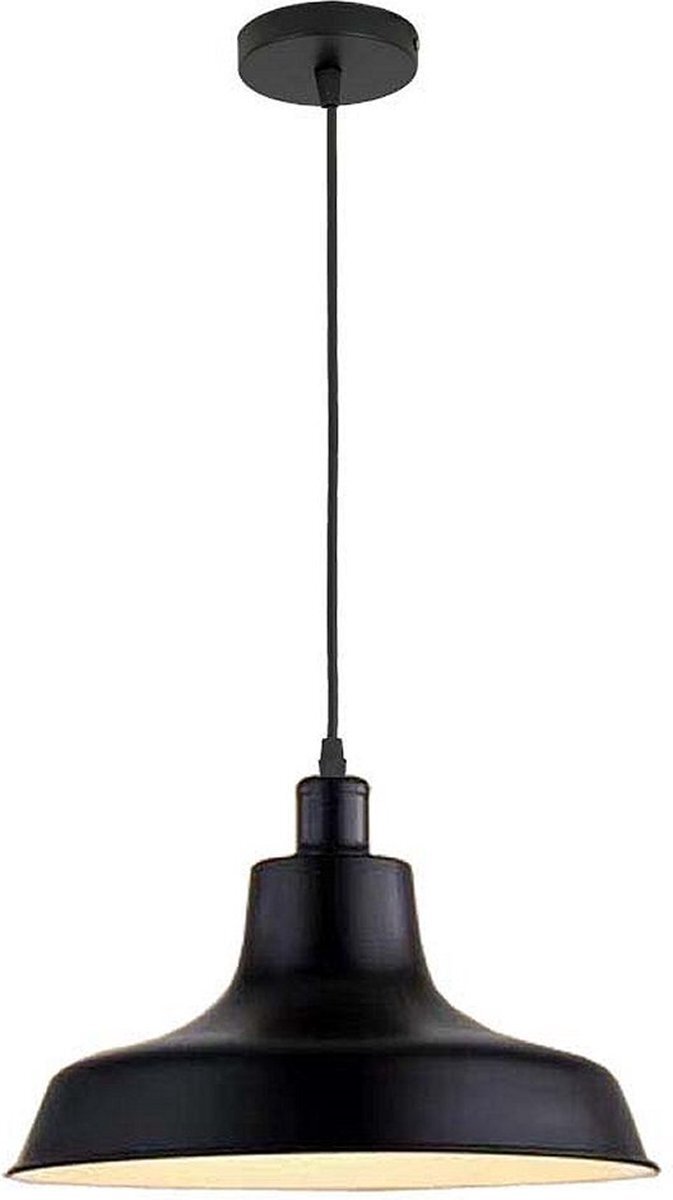 Homestyle Pro Zwarte hanglamp - Kamerlamp - Plafondlamp - Keukenlamp - Ø36 cm - Zwart - Metaal - Industrieel - Zwarte binnenzijde - E27 - 240 V - zonder lichtbron