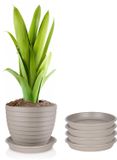 Juypal Plat de fleurs - 4x - taupe - plastique - Dia 15 cm