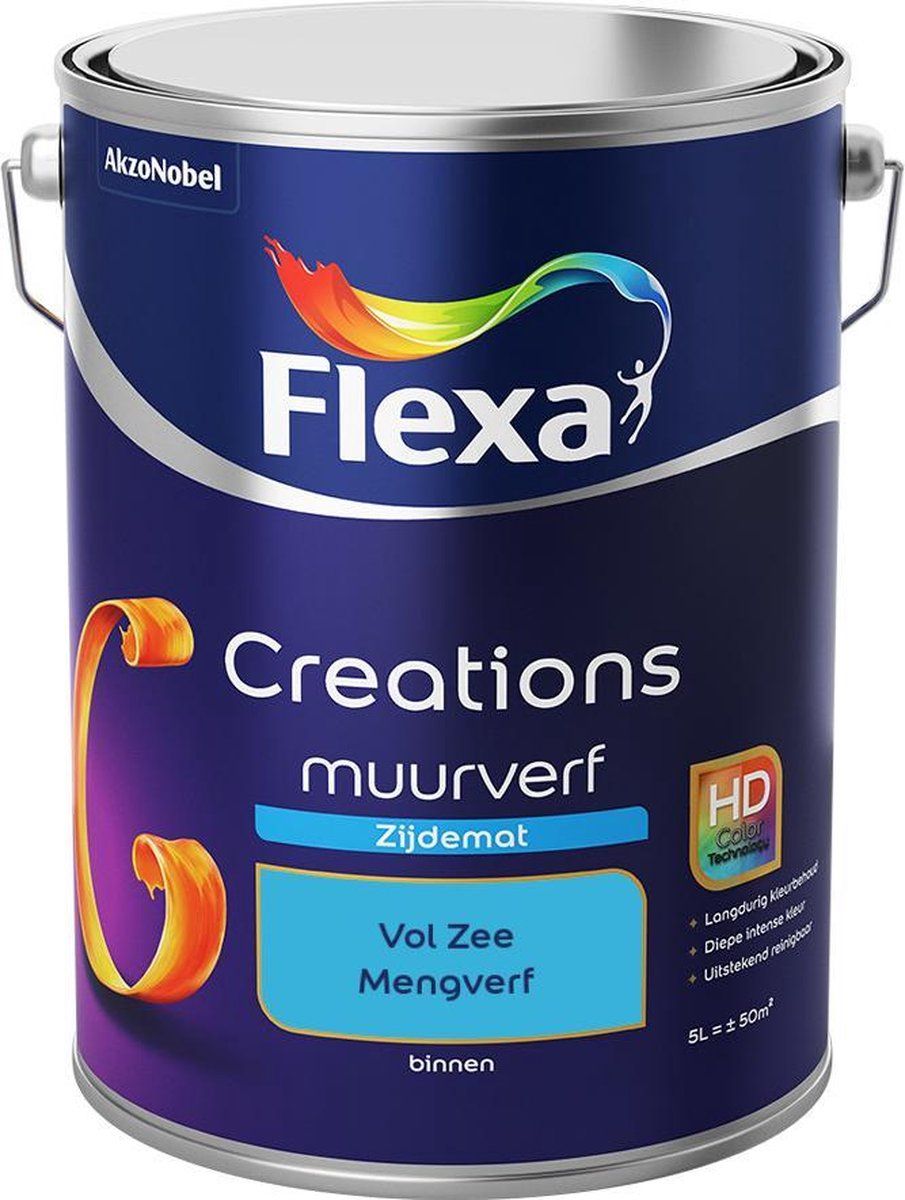 FLEXA Creations - Muurverf Zijde Mat - Mengkleuren Collectie - Vol Zee - 5 liter