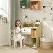 Ensemble bureau et chaise en bois pour enfants, avec étagère et tiroir, pour les enfants de 3 à 10 ans, blanc et bois