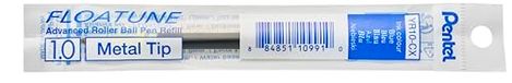 Pentel Floatune YR10 Navulling voor 1,0 mm rollerbalpen, blauw (12 stuks)