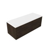 Saniclass Holz Frame Badkamermeubelset - 120x45x42.5cm - Torino solid surface topblad wit - zonder kraangat - 1 lade - mat eiken charcoal (hout) SW1420773/SW1471864
