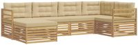vidaXL - Buiten - bank - set - 6 - st - Wit - en - Beige - Polyester