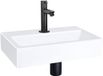 QeramiQ Fuente fonteinset – 38x24x7 cm – keramiek wit glans – kraangat midden – mat zwarte kraan – zonder frame